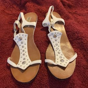 Steve Madden White Studded Sandals